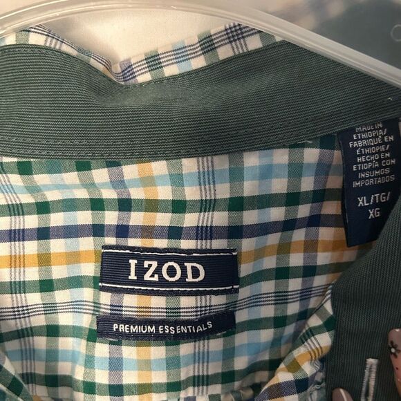 IZOD Men’s Button Down Shirt Long Sleeve Shirt.Green Blue Yellow White. Size XL - Picture 3 of 14